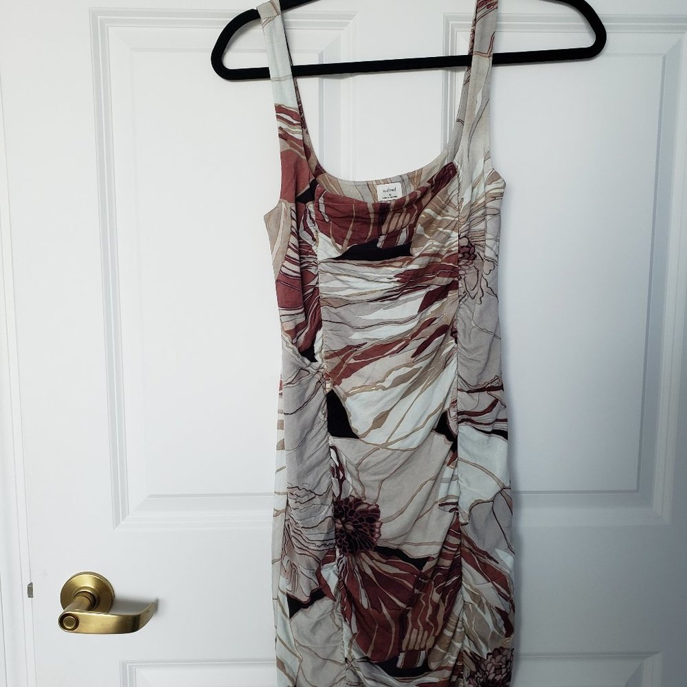 Wilfred Aritzia Ruched Mini Floral Print Square Neck Lydia Dress - Picture 3 of 10